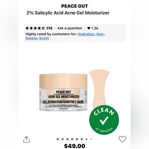 PEACE OUT Acne Gel Moisturizer - Beige/Clear